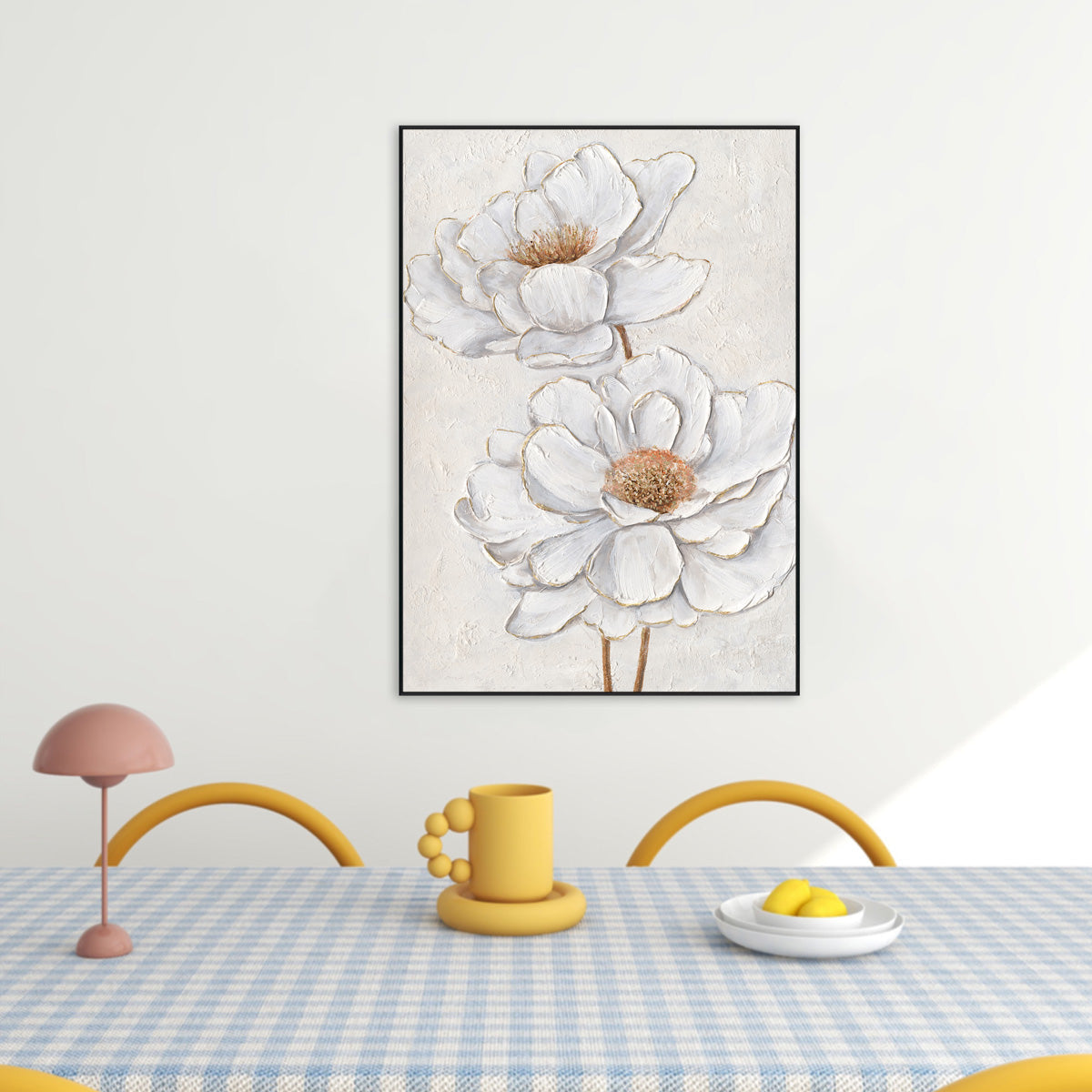White Bloom Textured Floral Painting #M3634