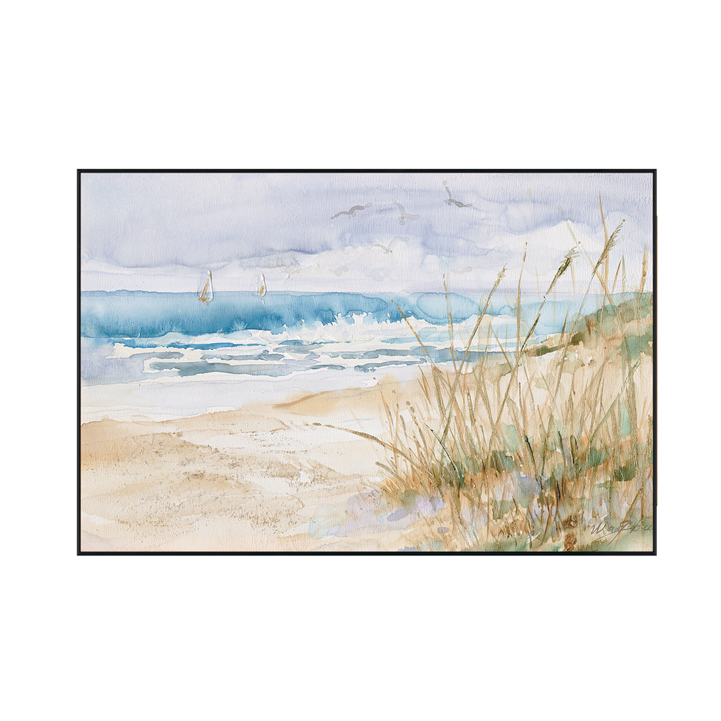 Coastal Whisper Sailboats & Beach Painting #M3671