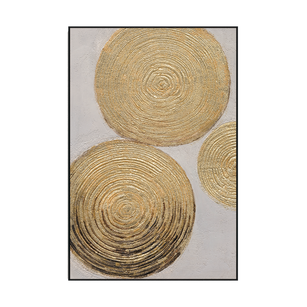 Golden Ripples Abstract Circular Textured Art #M3680