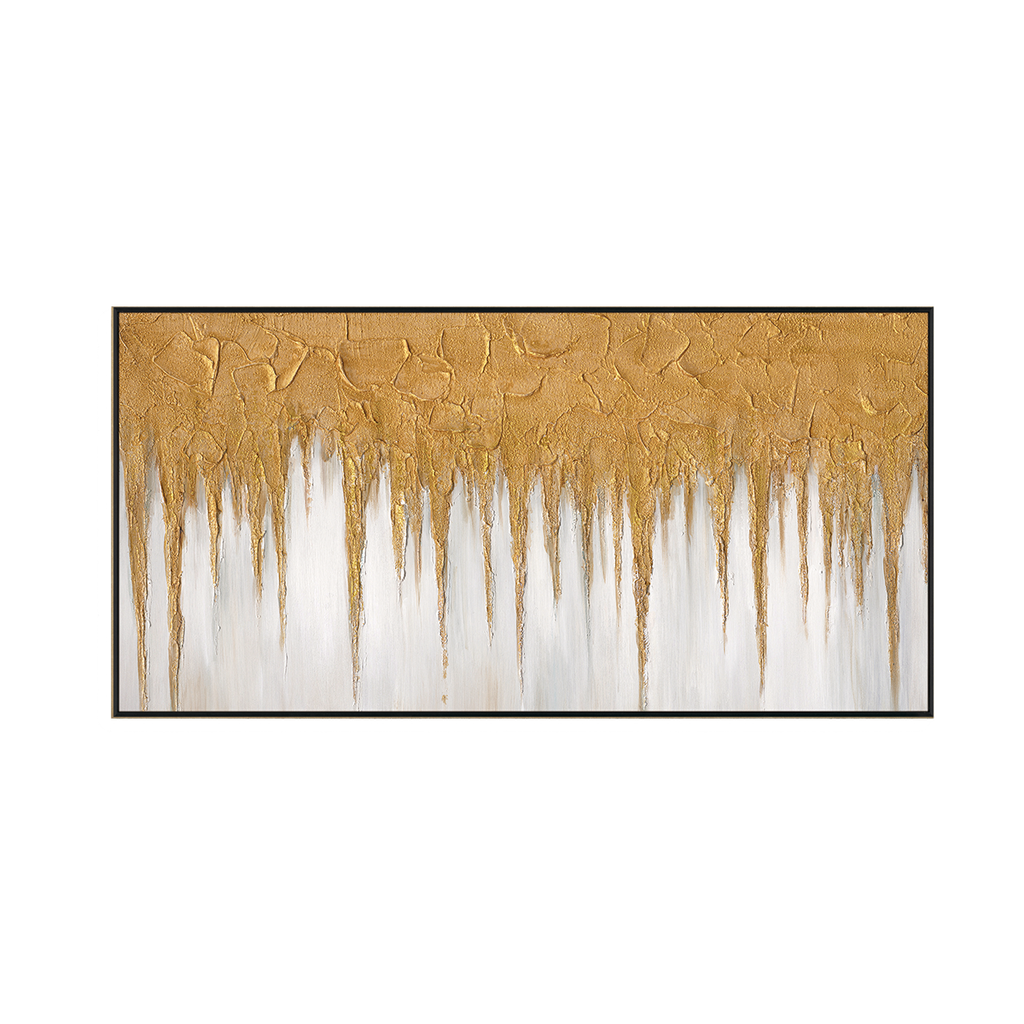 Golden Cascade Abstract Textured Painting #M3681