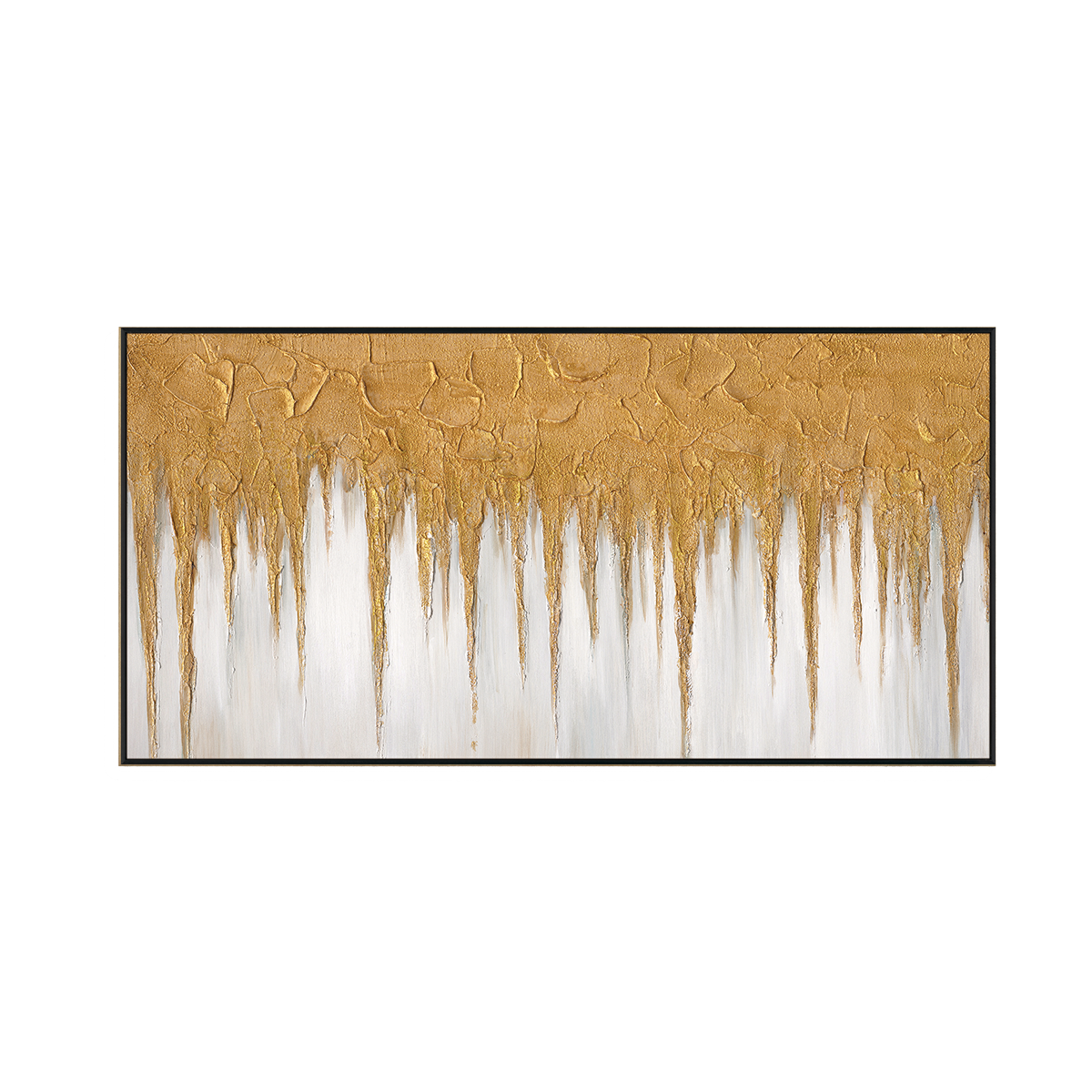 Golden Cascade Abstract Textured Painting #M3681