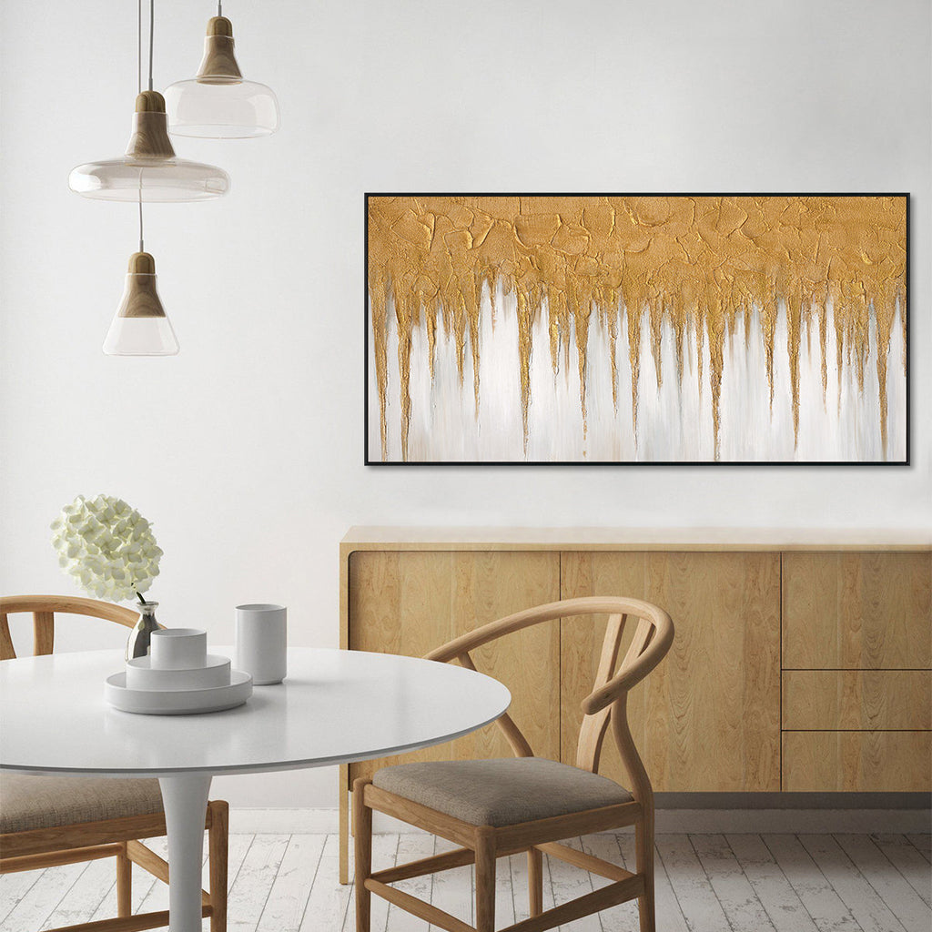 Golden Cascade Abstract Textured Painting #M3681