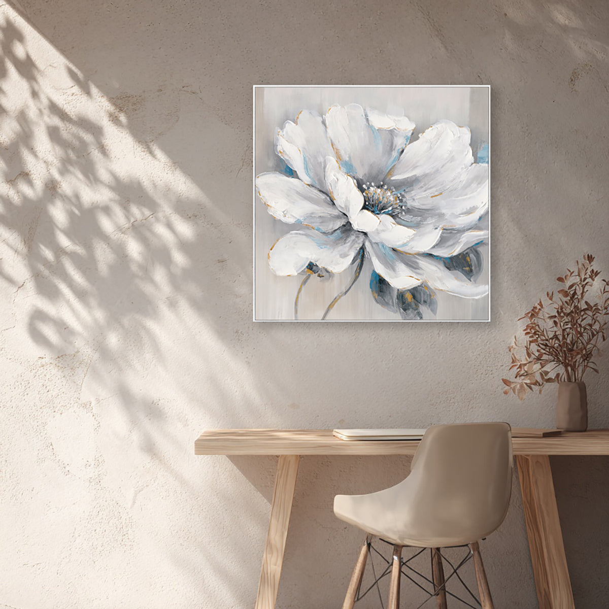 Icy Bloom Textured Floral Painting #M3701