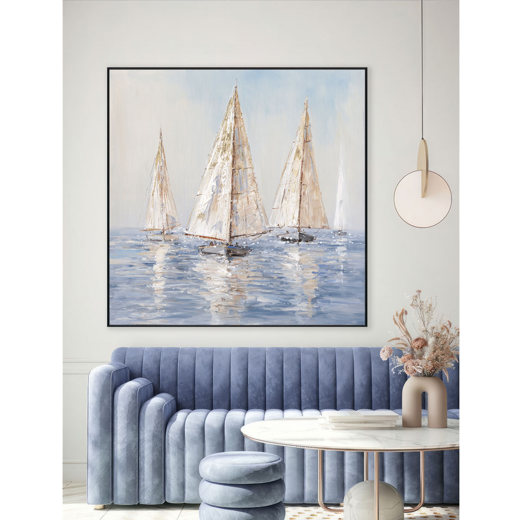 Golden Voyage Abstract Sailboat Painting #M3705