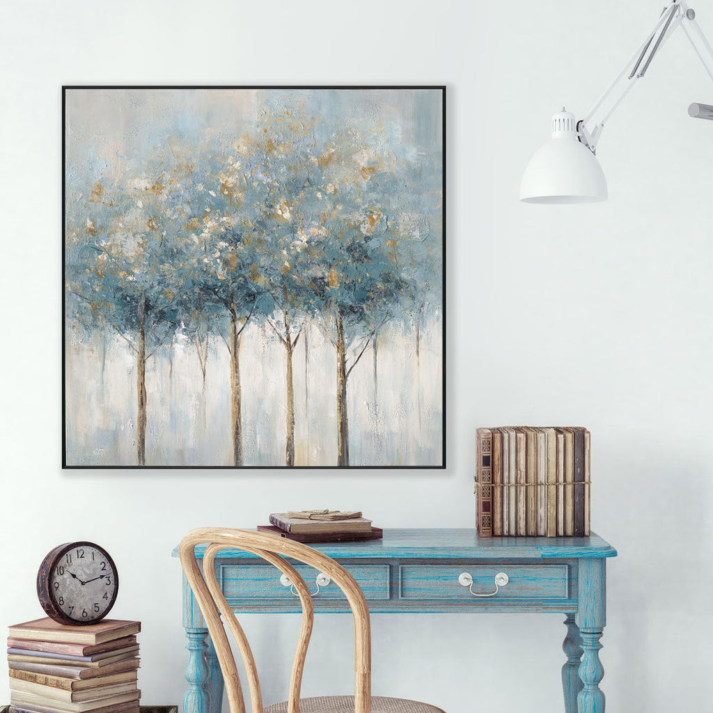 Azure Grove Gold Leaf Tree Painting #M3706