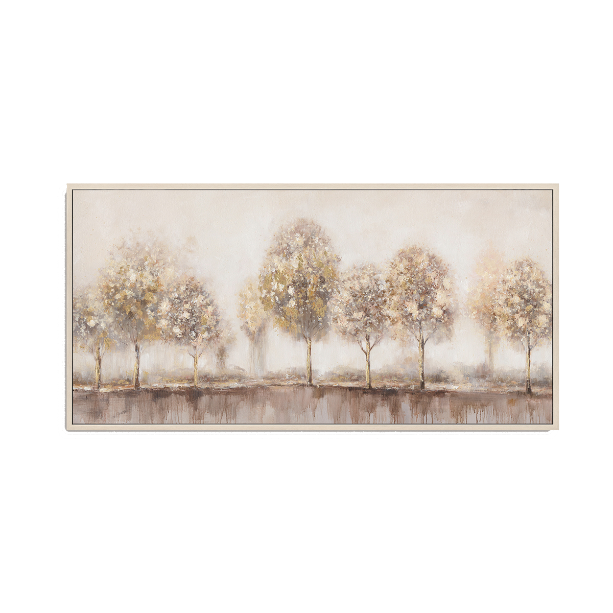 Golden Mist Abstract Tree Painting #M4574