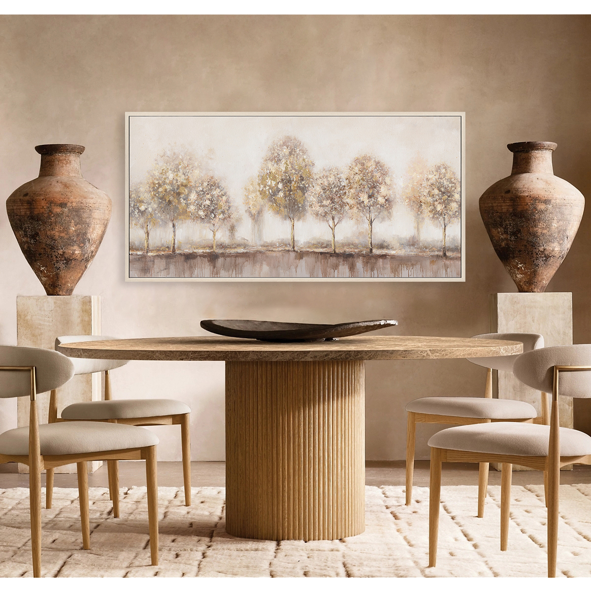 Golden Mist Abstract Tree Painting #M4574