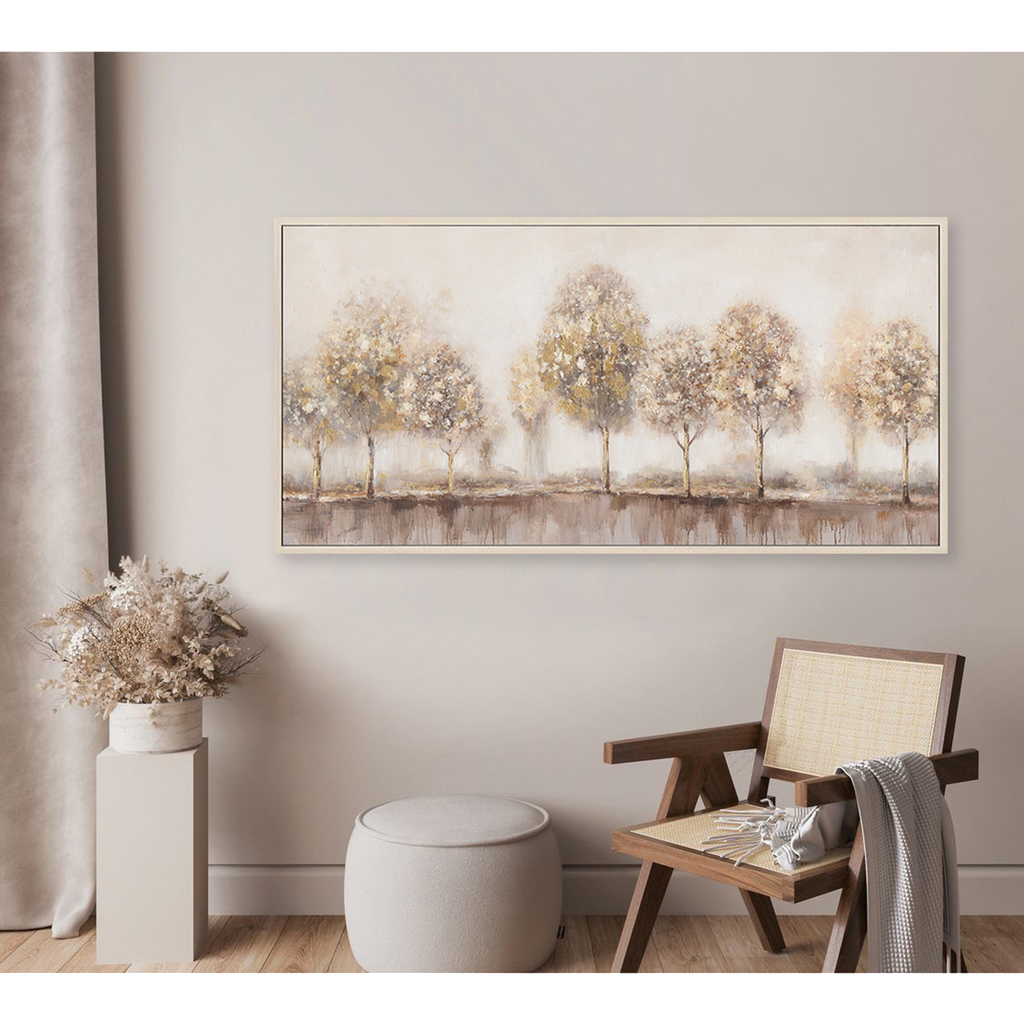 Golden Mist Abstract Tree Painting #M4574