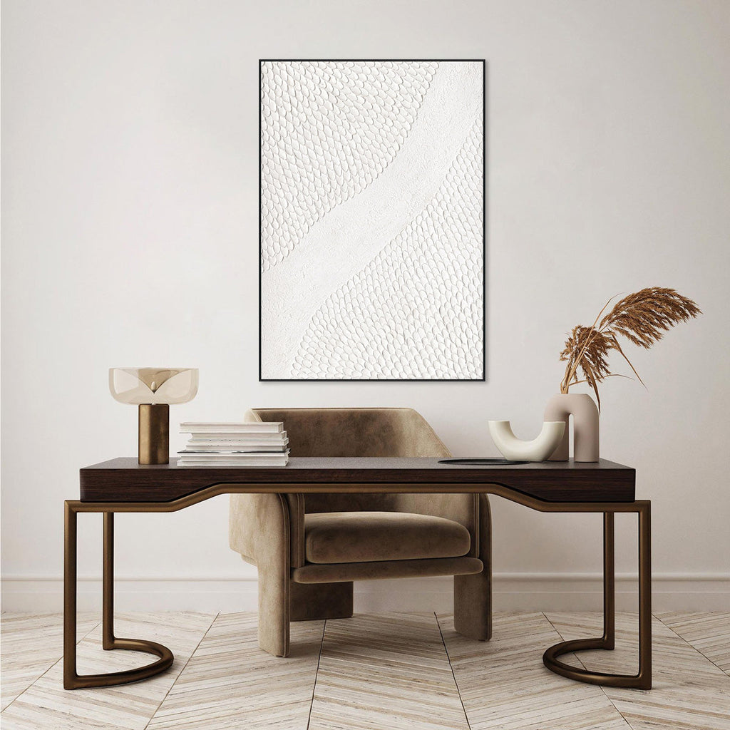 Feather Scales White Textured Abstract #M4669