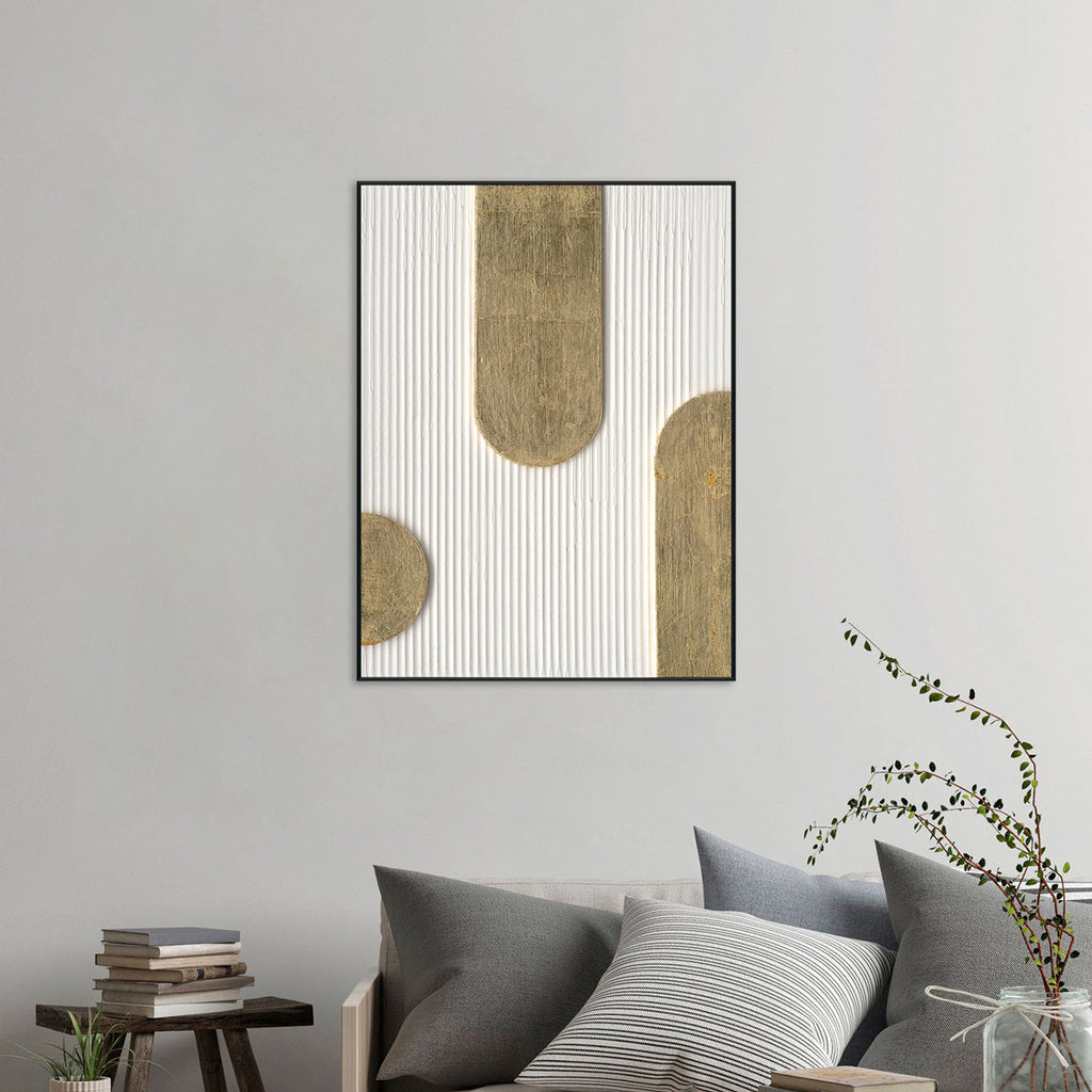 Golden Flow of Light Rounded Geometric Painting #M4676