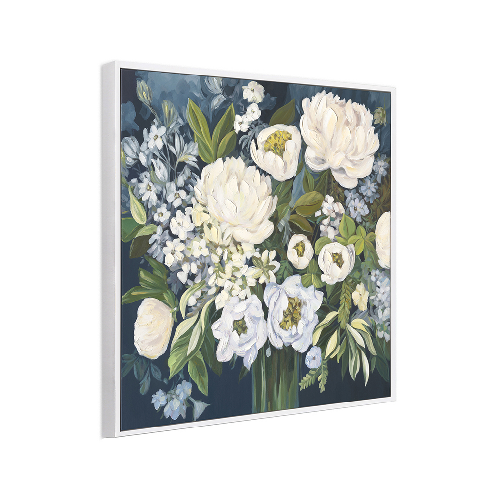 Blooming Elegance White Floral Painting #M4724