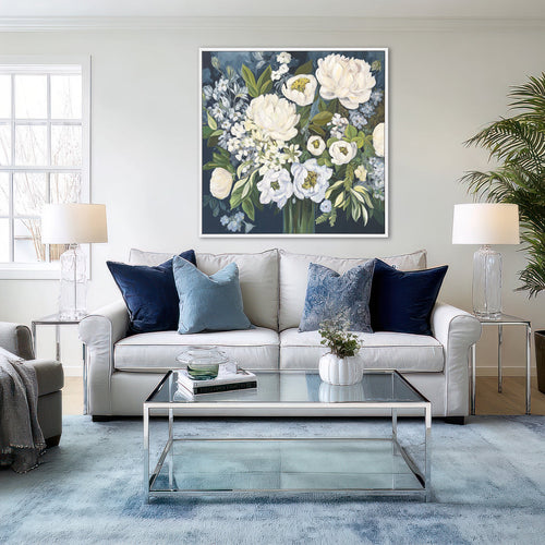 Blooming Elegance White Floral Painting #M4724