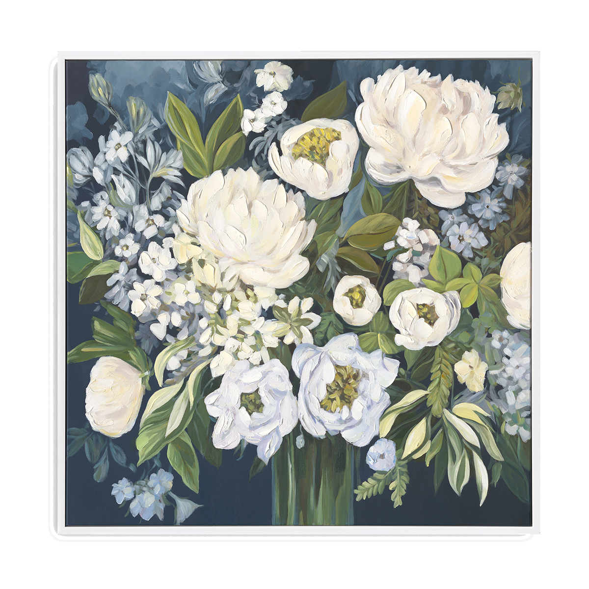Blooming Elegance White Floral Painting #M4724