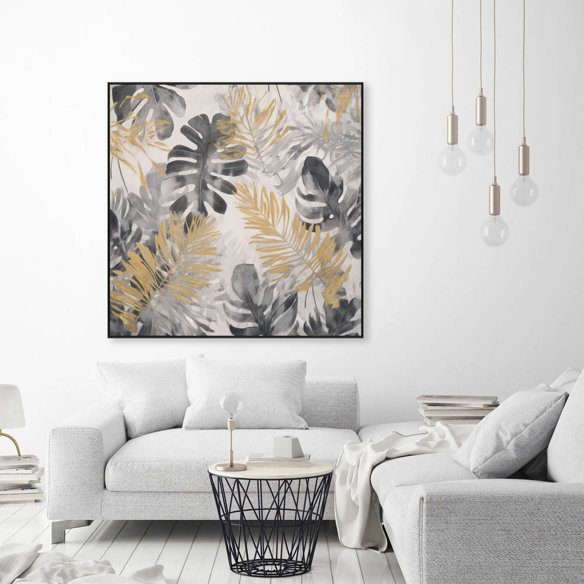 Golden Leaves Whisper Monochrome Botanical #M4731