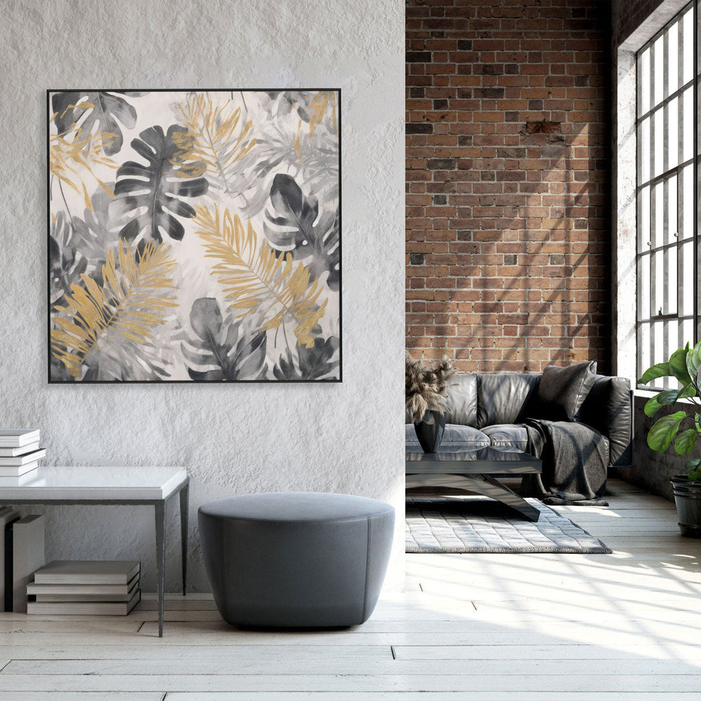 Golden Leaves Whisper Monochrome Botanical #M4731