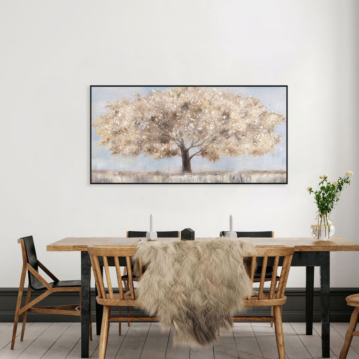 Golden Horizon Landscape Tree Painting #M4736