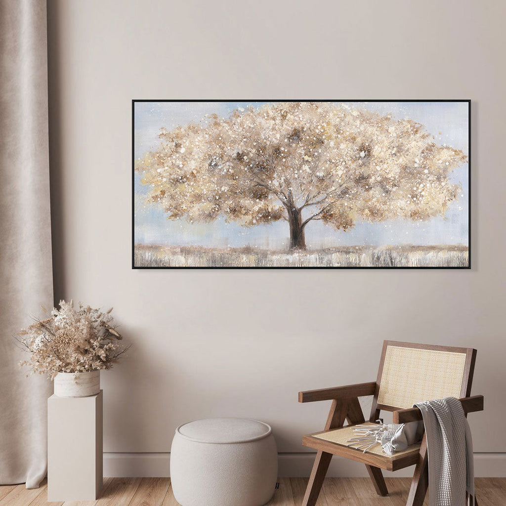 Golden Horizon Landscape Tree Painting #M4736