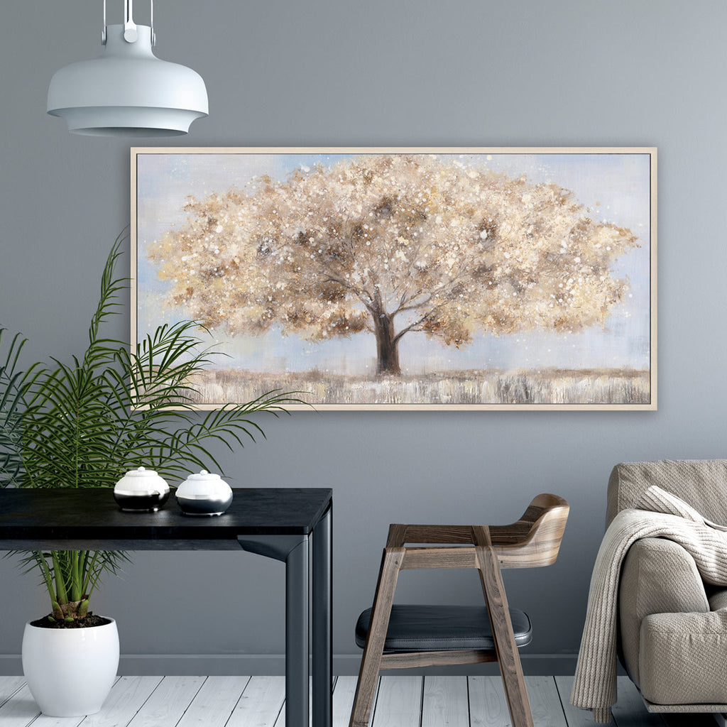 Golden Horizon Landscape Tree Painting #M4736