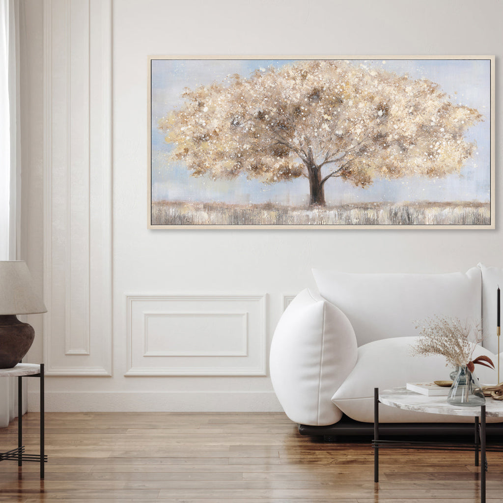 Golden Horizon Landscape Tree Painting #M4736