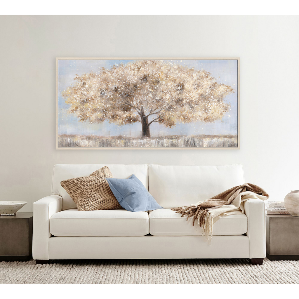 Golden Horizon Landscape Tree Painting #M4736