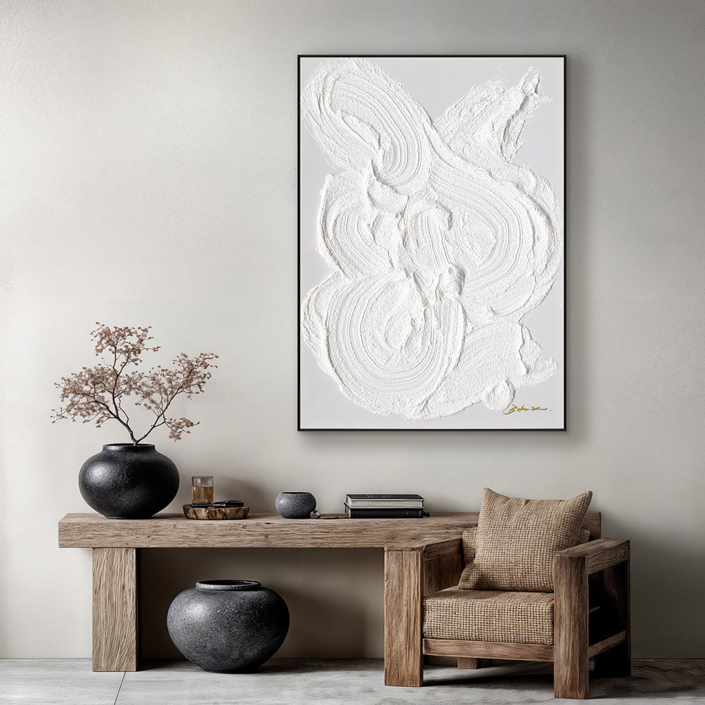 White Texture Abstract Minimalist Painting #M5008