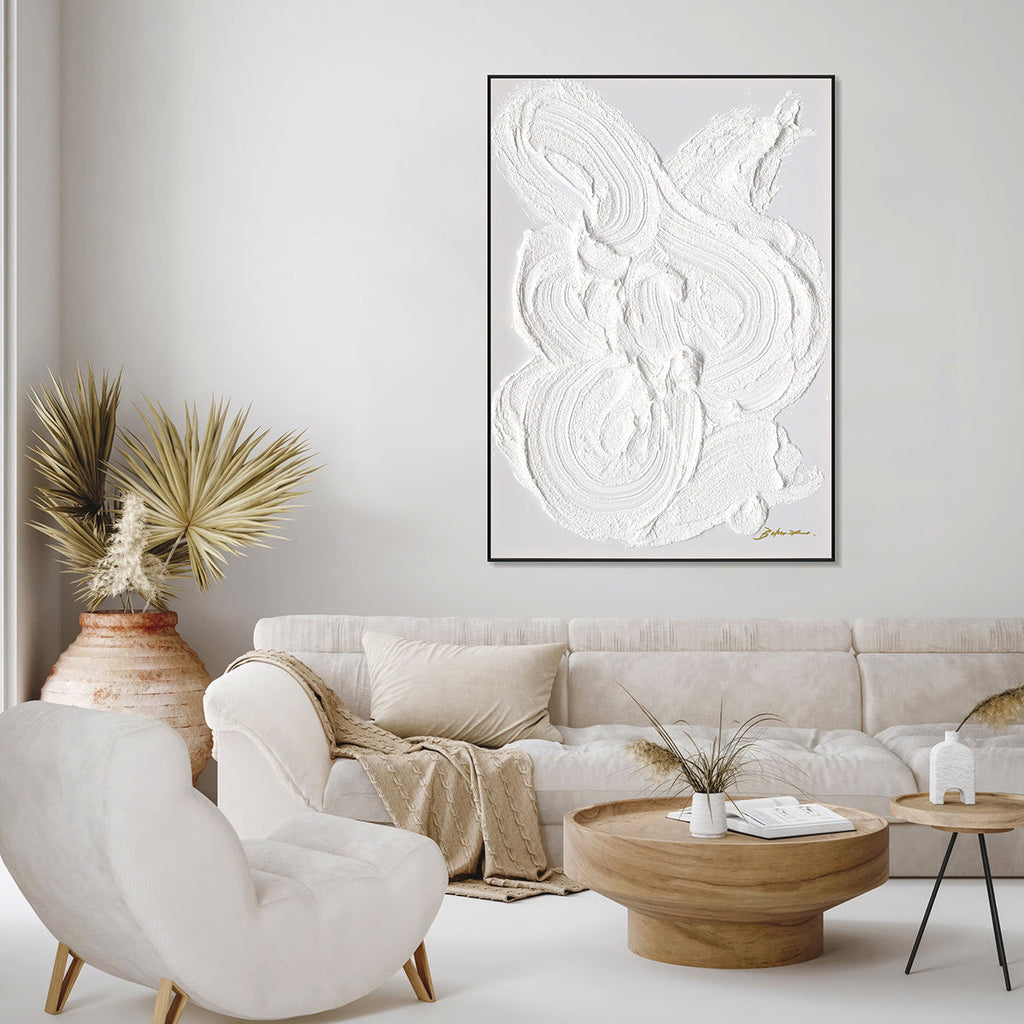 White Texture Abstract Minimalist Painting #M5008