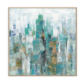 Emerald Mist Abstract Cityscape Painting #M5783