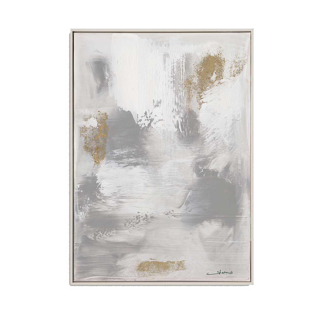 Golden Drift Neutral Abstract Canvas #M5896