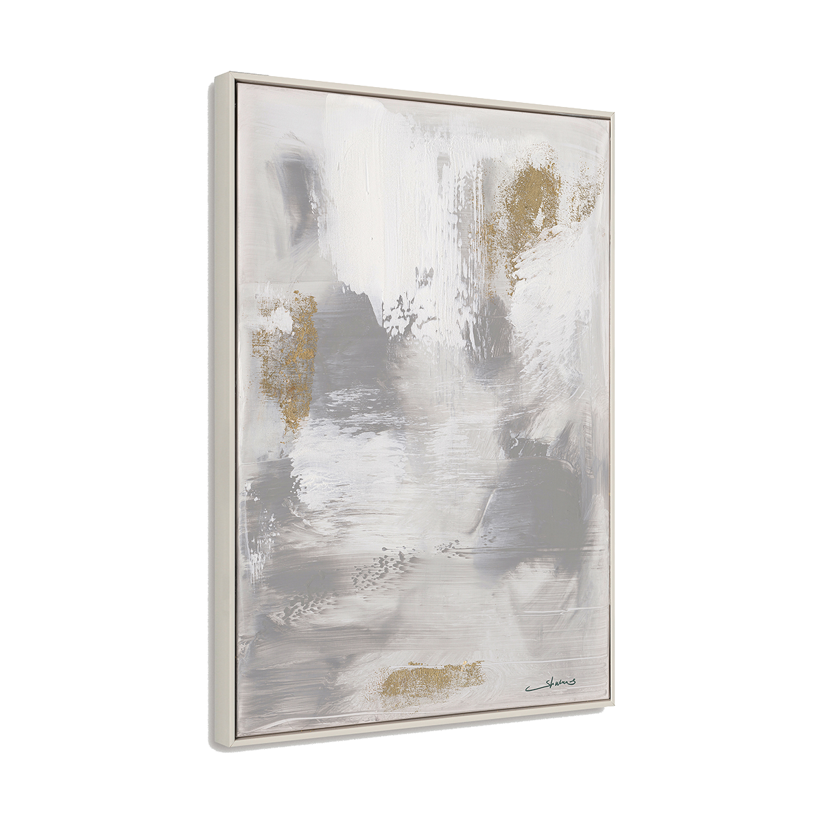 Golden Drift Neutral Abstract Canvas #M5896