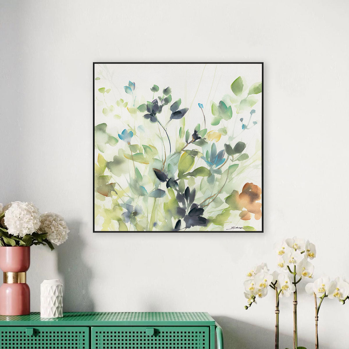 Whispers of Green Abstract Botanical #M6076