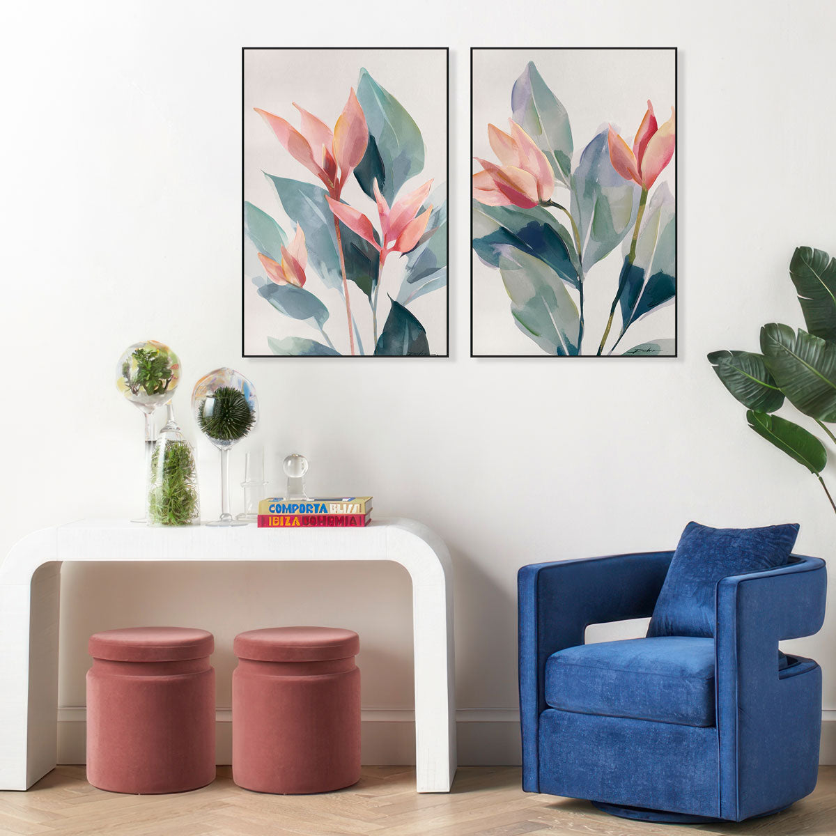 Dawn Leaves Tropical Floral Painting #M6053