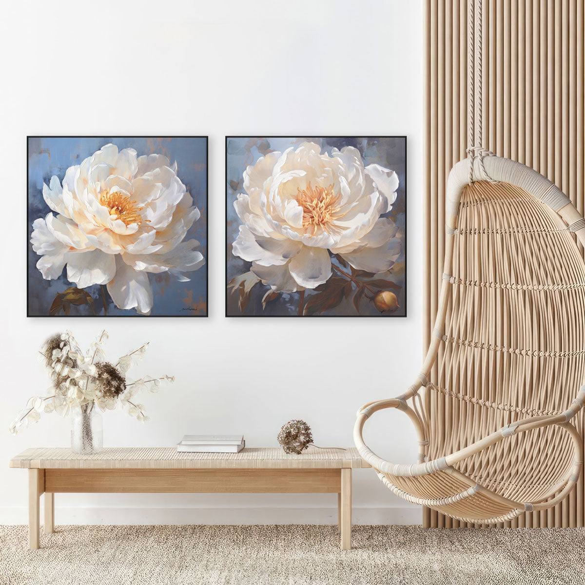 Radiant Peony White Floral Art #M6936