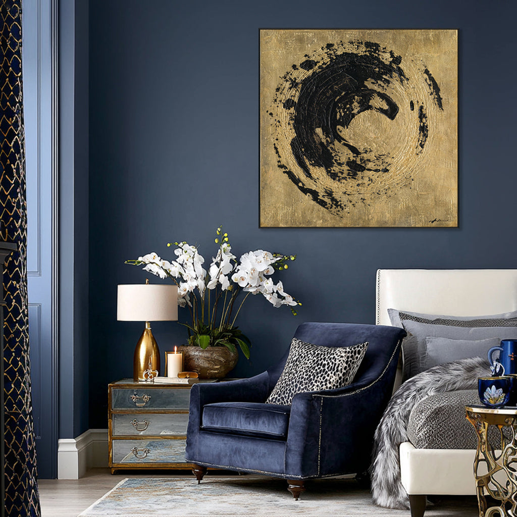 Black Gold Surge Abstract Textured Art #M6958