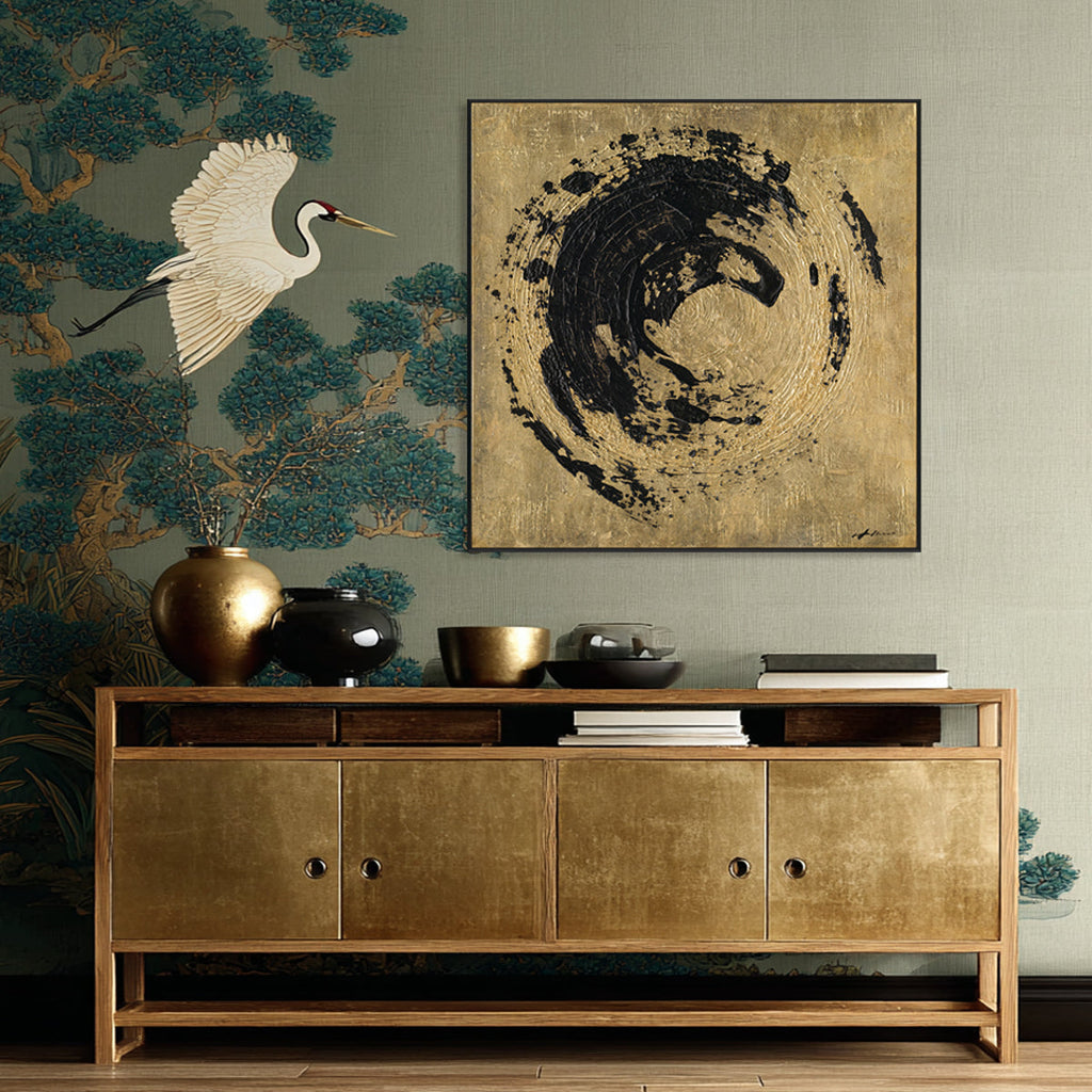 Black Gold Surge Abstract Textured Art #M6958