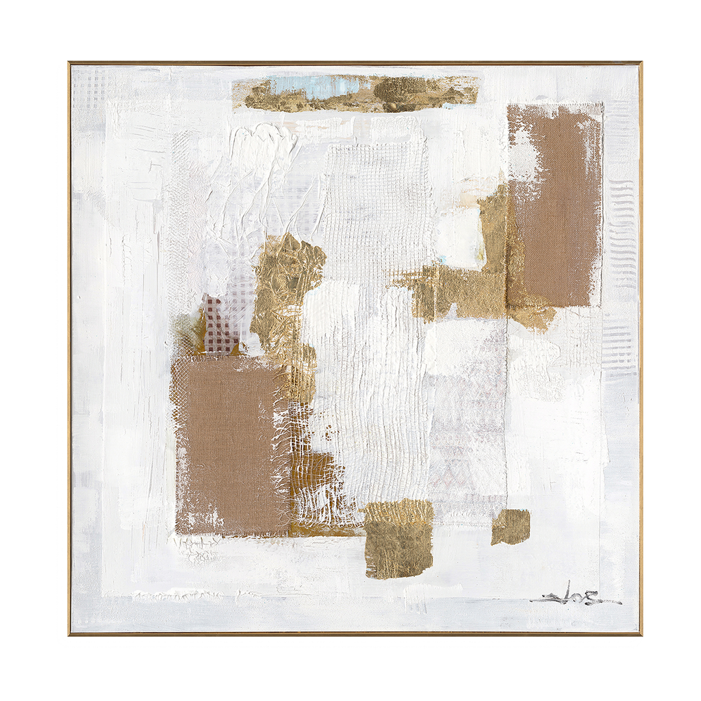 Golden Fragments Abstract Textured Painting #M8120