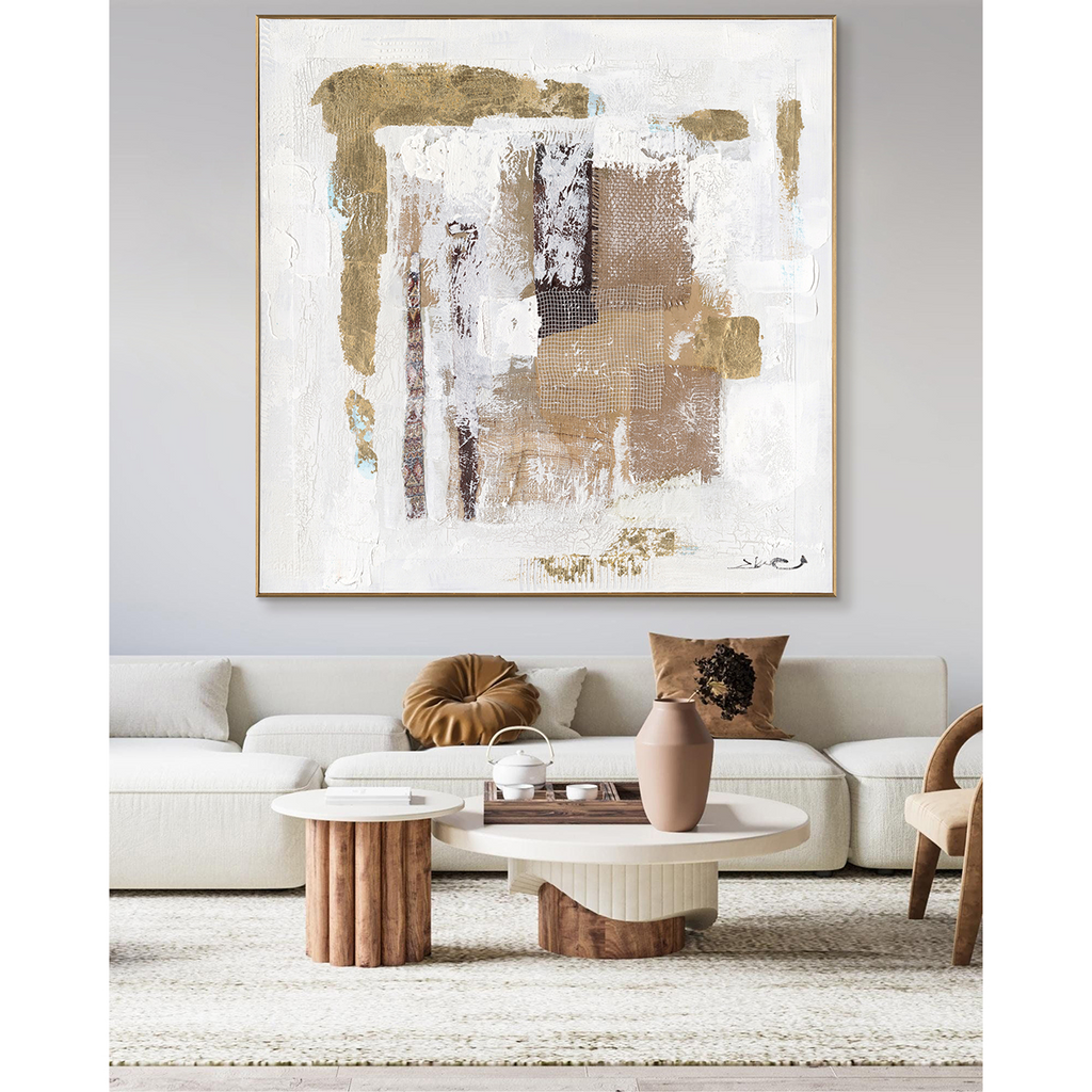 Rustic Layers Gold Beige Abstract Painting #M8121