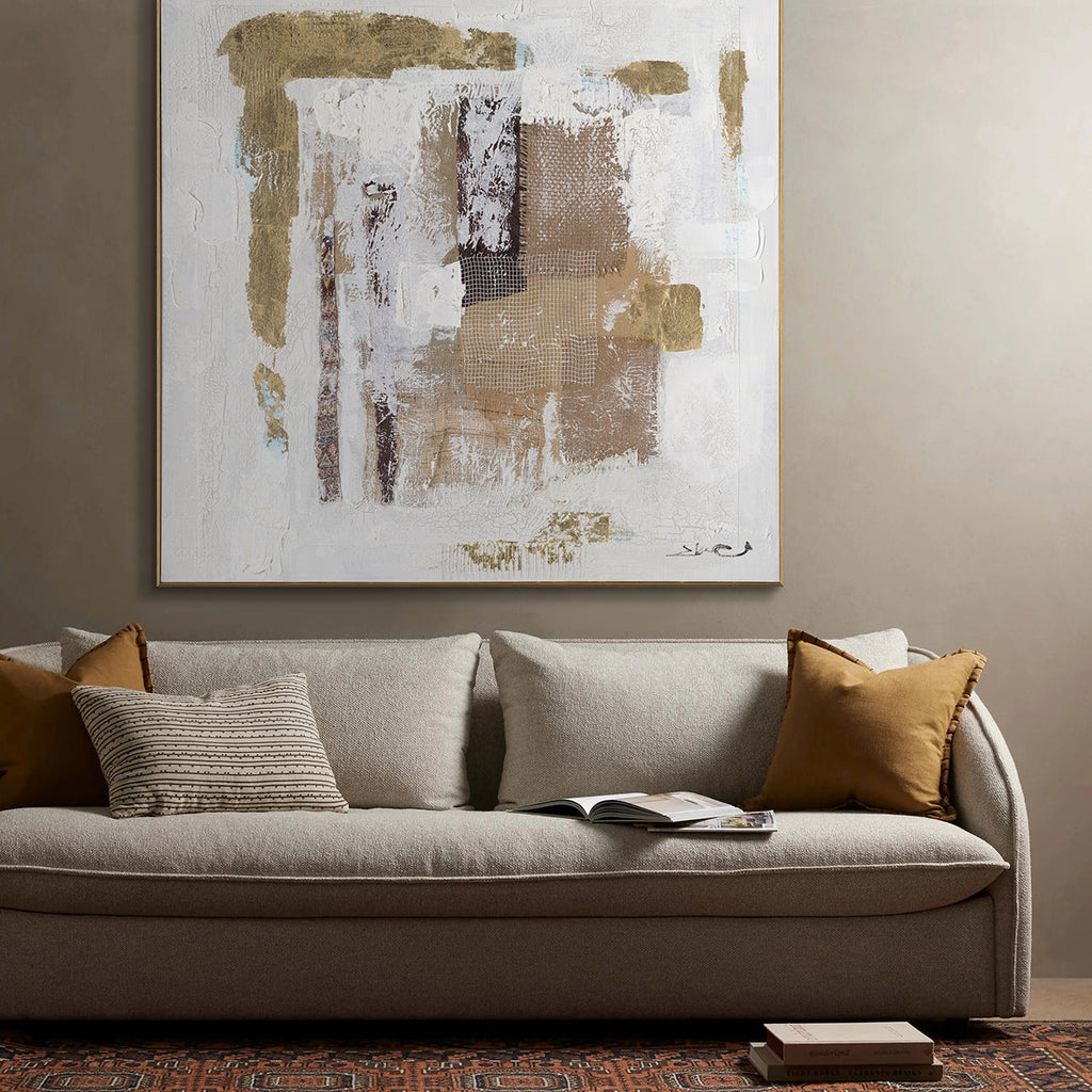 Rustic Layers Gold Beige Abstract Painting #M8121