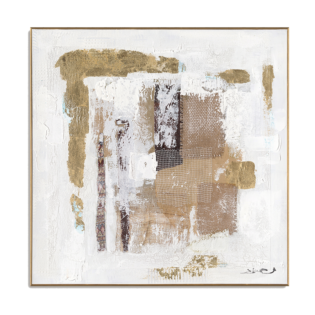 Rustic Layers Gold Beige Abstract Painting #M8121