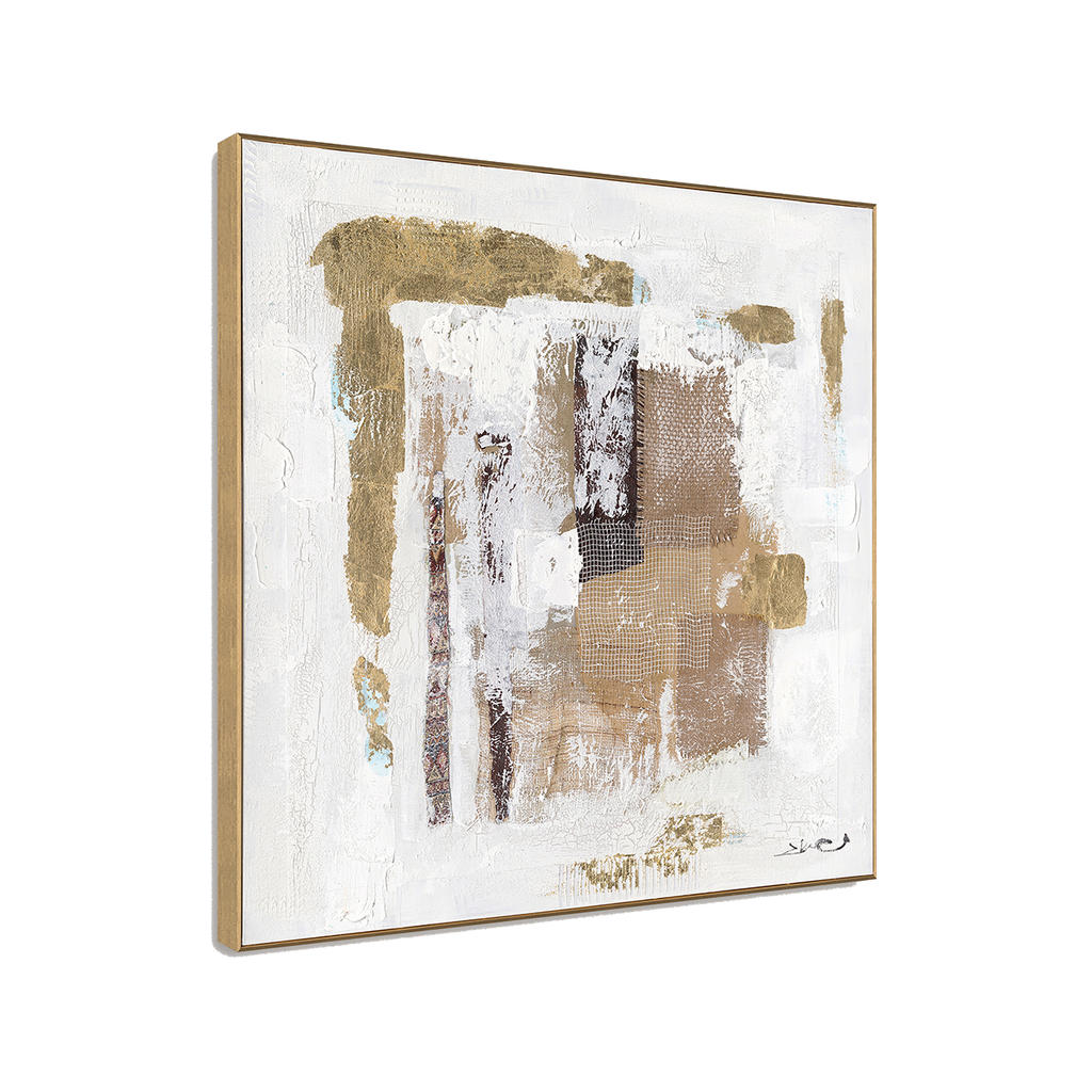 Rustic Layers Gold Beige Abstract Painting #M8121