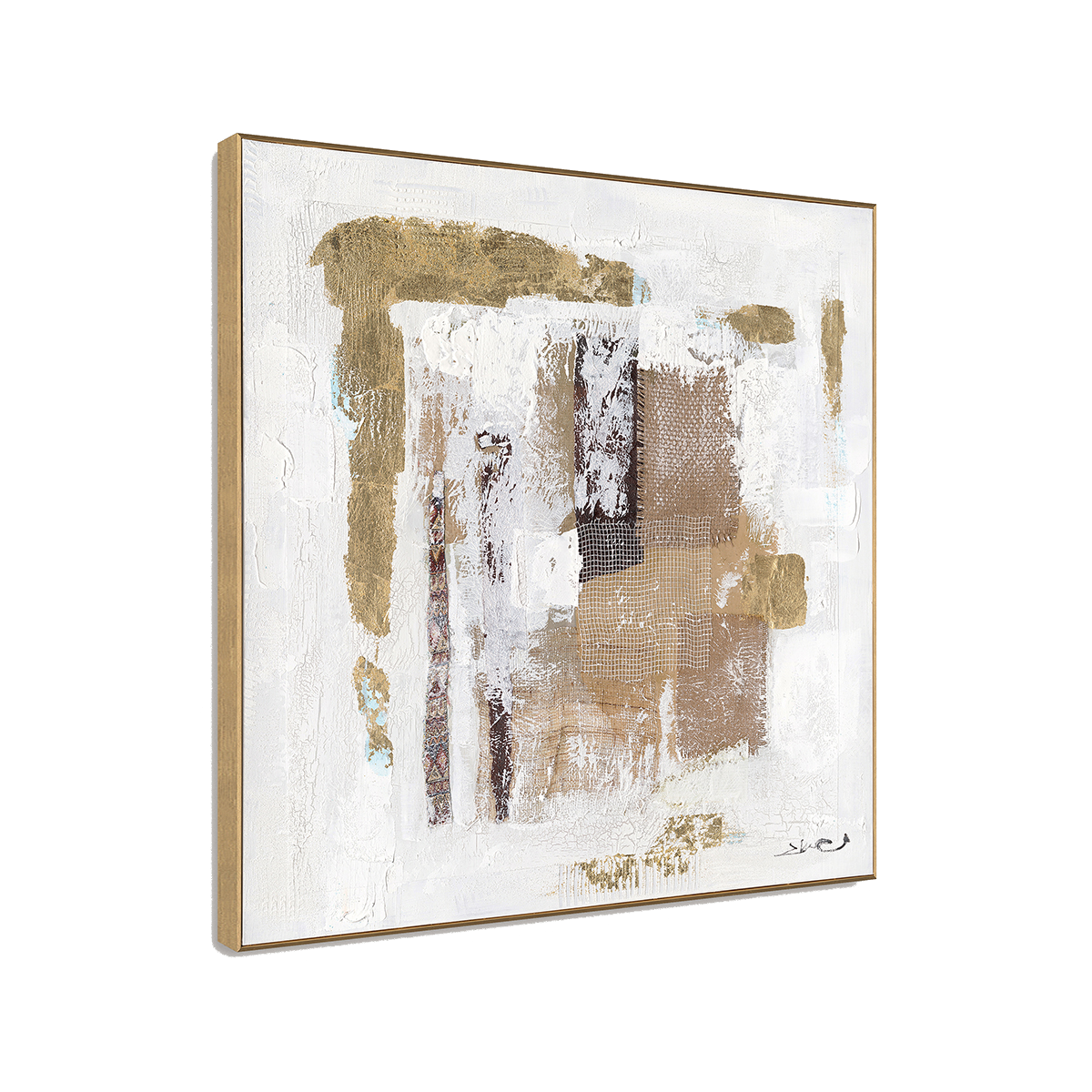 Rustic Layers Gold Beige Abstract Painting #M8121