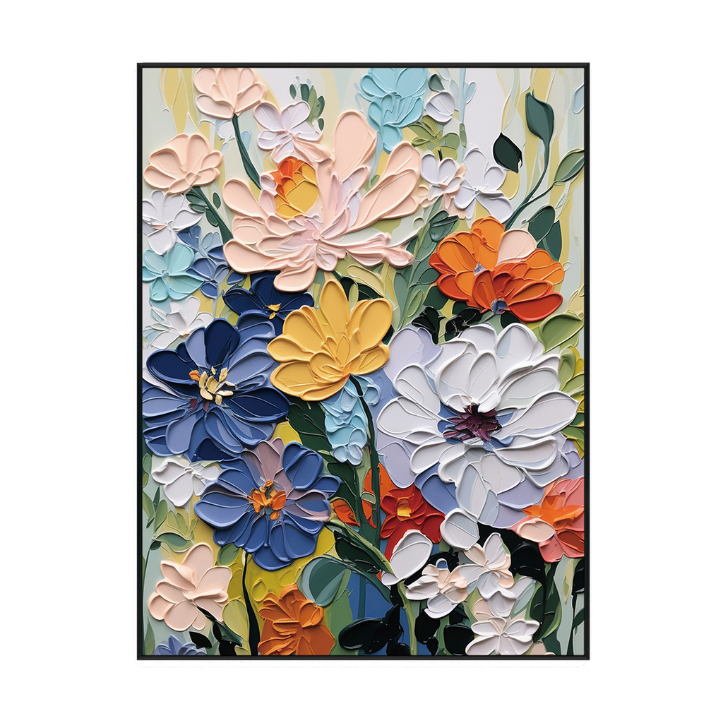 Golden Bloom Colorful Textured Floral Painting #MH1130（34）