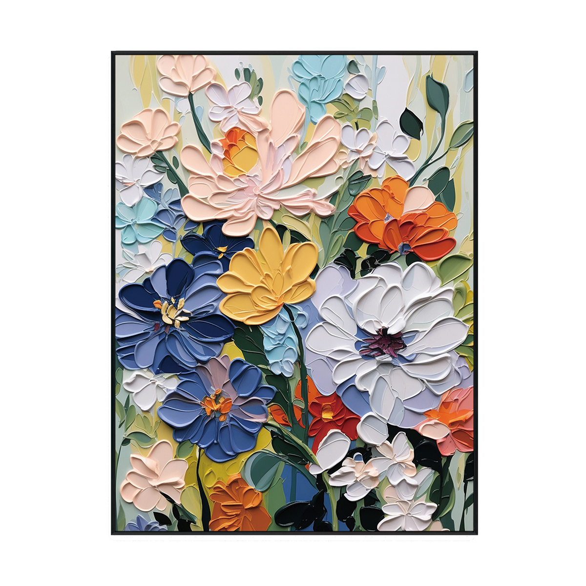 Golden Bloom Colorful Textured Floral Painting #MH1130（34）