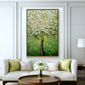 Verdant Whisper: A Fresh Textured Tree Canvas Painting for Your Home