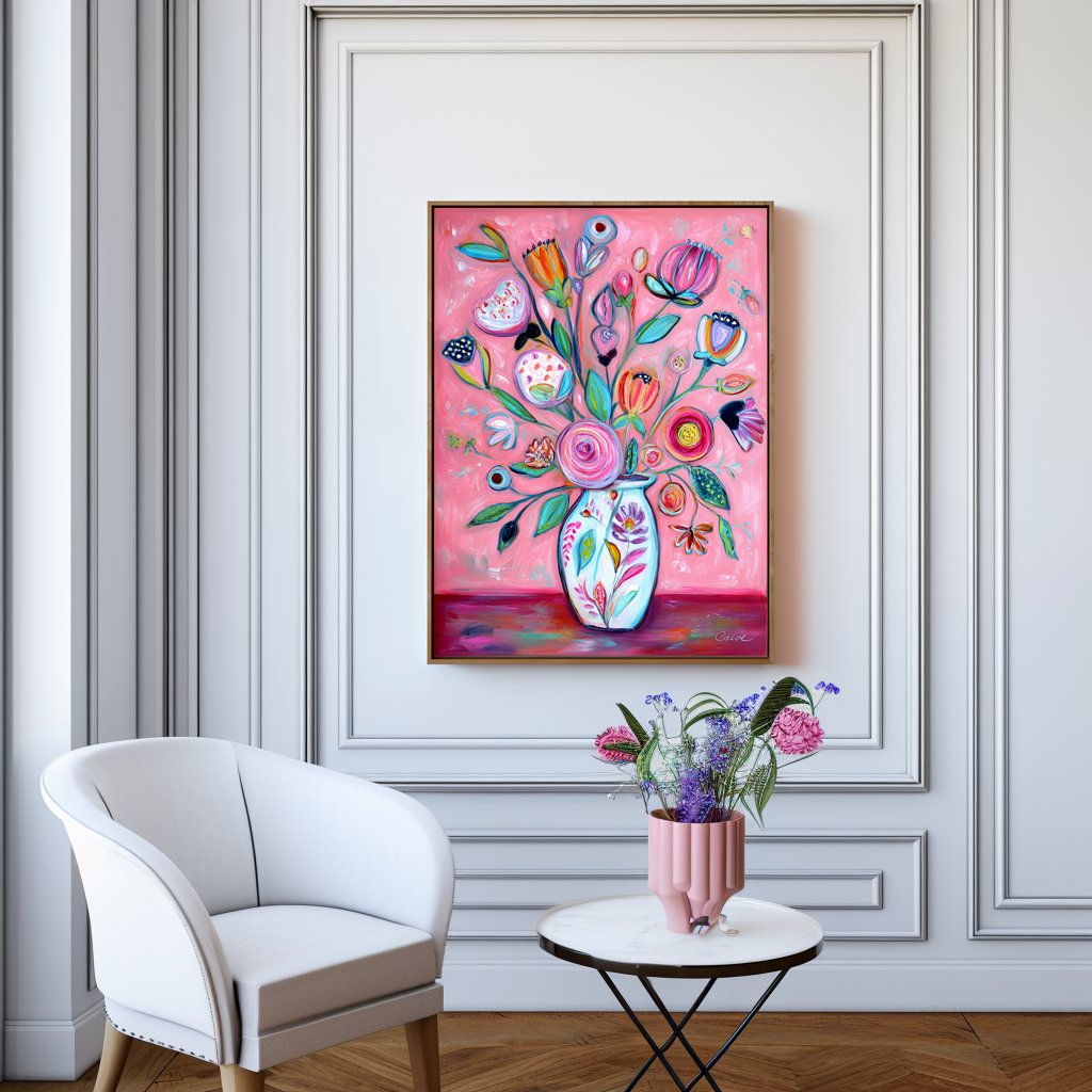 Petal Jubilee: A Vibrant Boho Chic Floral Wall Art for a Joyful Home