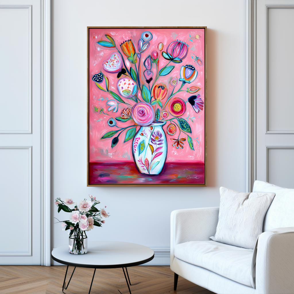 Petal Jubilee: A Vibrant Boho Chic Floral Wall Art for a Joyful Home