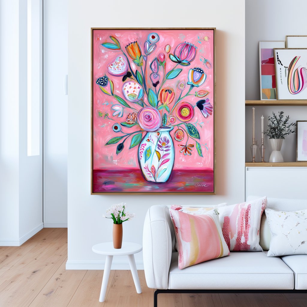 Petal Jubilee: A Vibrant Boho Chic Floral Wall Art for a Joyful Home