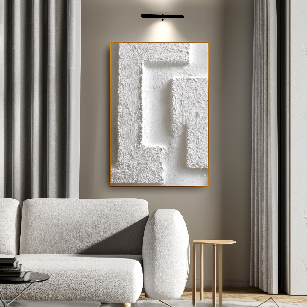 White Labyrinth: A Textured Minimalist Abstract Wall Art for Modern Homes