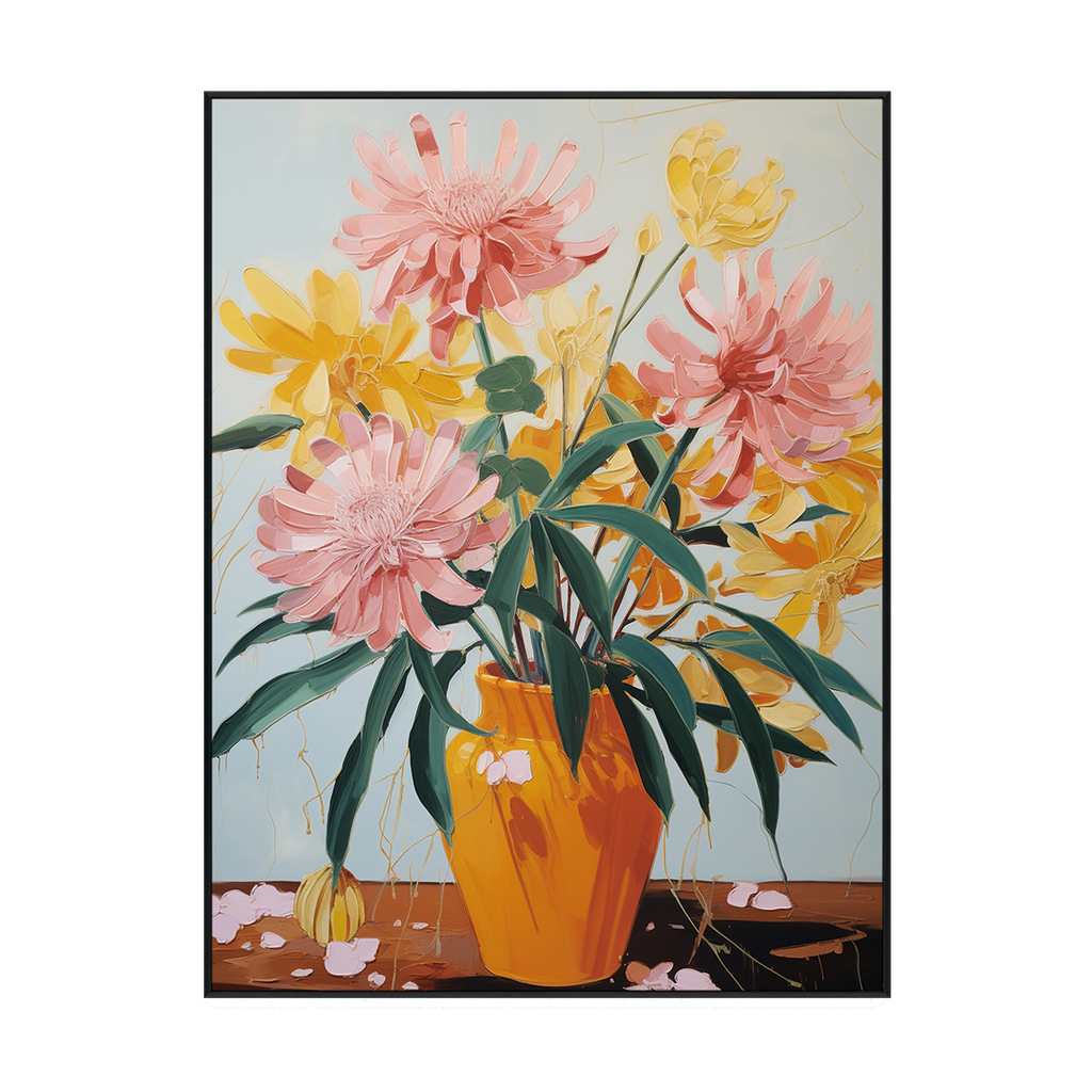Golden Bloom Vibrant Floral Still Life Painting #MV0919