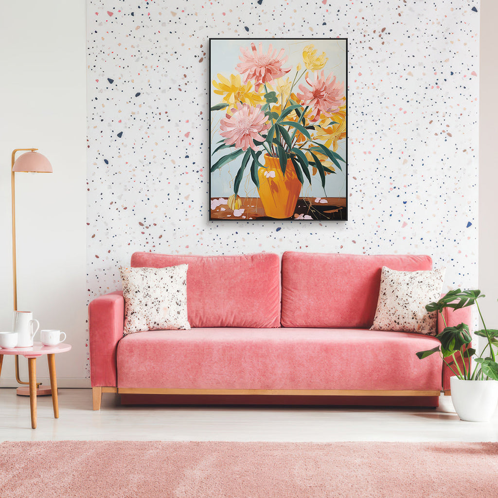 Golden Bloom Vibrant Floral Still Life Painting #MV0919
