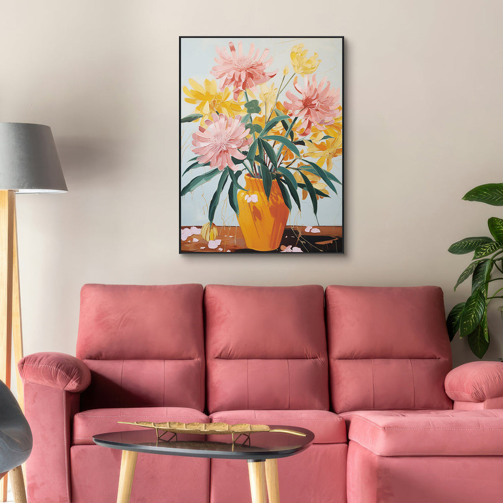 Golden Bloom Vibrant Floral Still Life Painting #MV0919